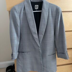 Anne Klein Black and White Checkered Blazer